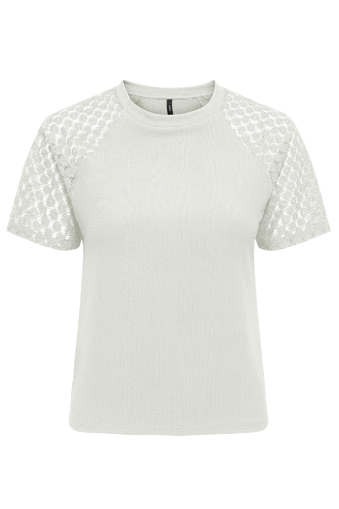 ONLKARI S/S O-NECK LACE MIX TOP CS 15367607 CLOUD DANCER/KAI FLOWER